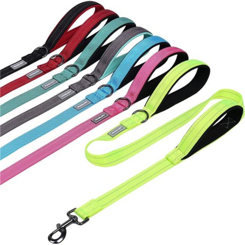 Traffic Handle Dog Leashes, Two Padded Soft Handles Strong Dog Leash, Reflective